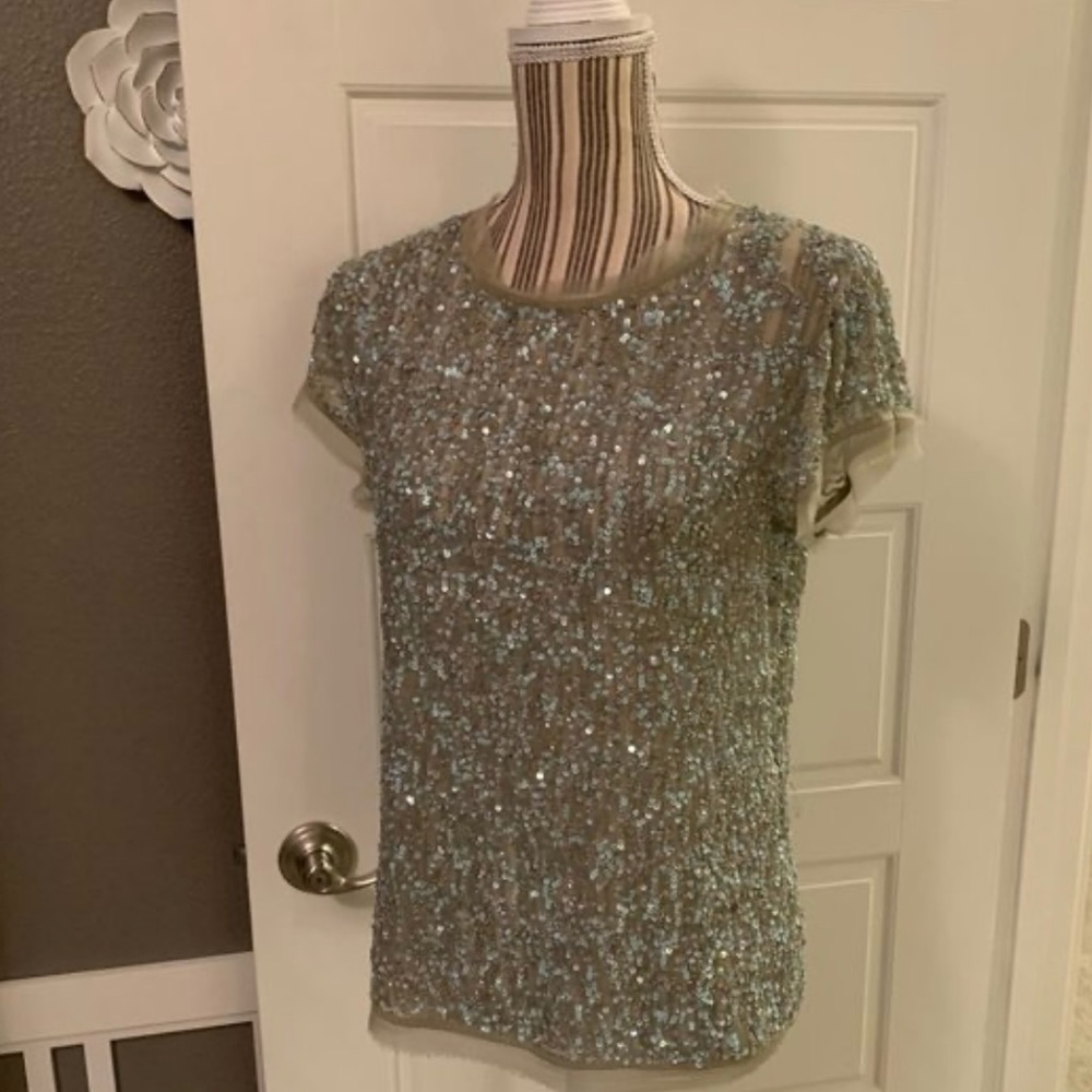 All Saints Hand Embellished Sparkly Sequin Dispel Tee